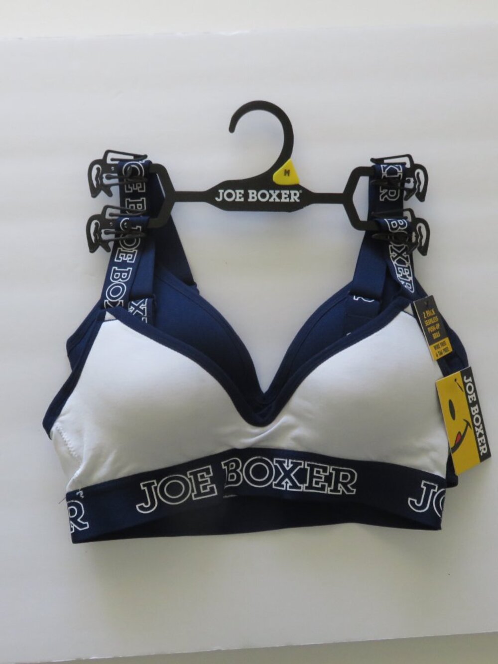 (#100) Joe Boxer 2 Pack Seamless Push-Up Sport Bras Removable Pad Size M